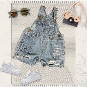 Distressed shortalls. Second hand given new life